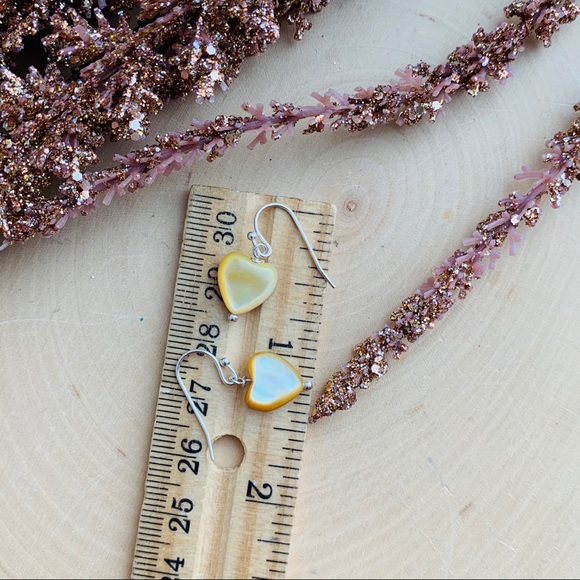 Mother Of Pearl Sterling Silver Heart Earrings - Picture 7 of 8